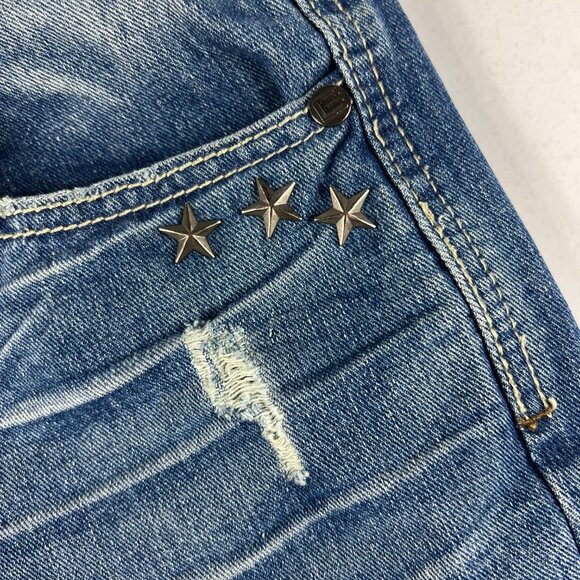 Jordan Craig Artisan Jean Men 33x32 Distressed USA Theme Blue Faded Cotton Denim - Picture 5 of 16